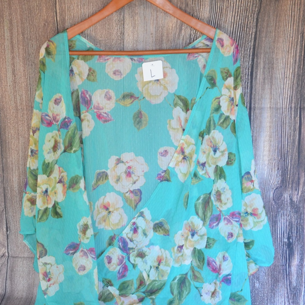 Flowered Beach Cover Up or Shawl